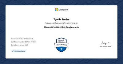 Microsoft 365 Fundamentals Certification Thumbnail
